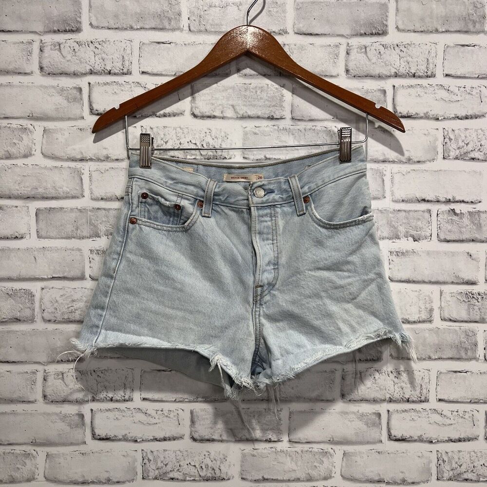 Levi's Shorts Womens 26 Blue Jean Denim 5-Button Distressed Cut Off Wedgie Short